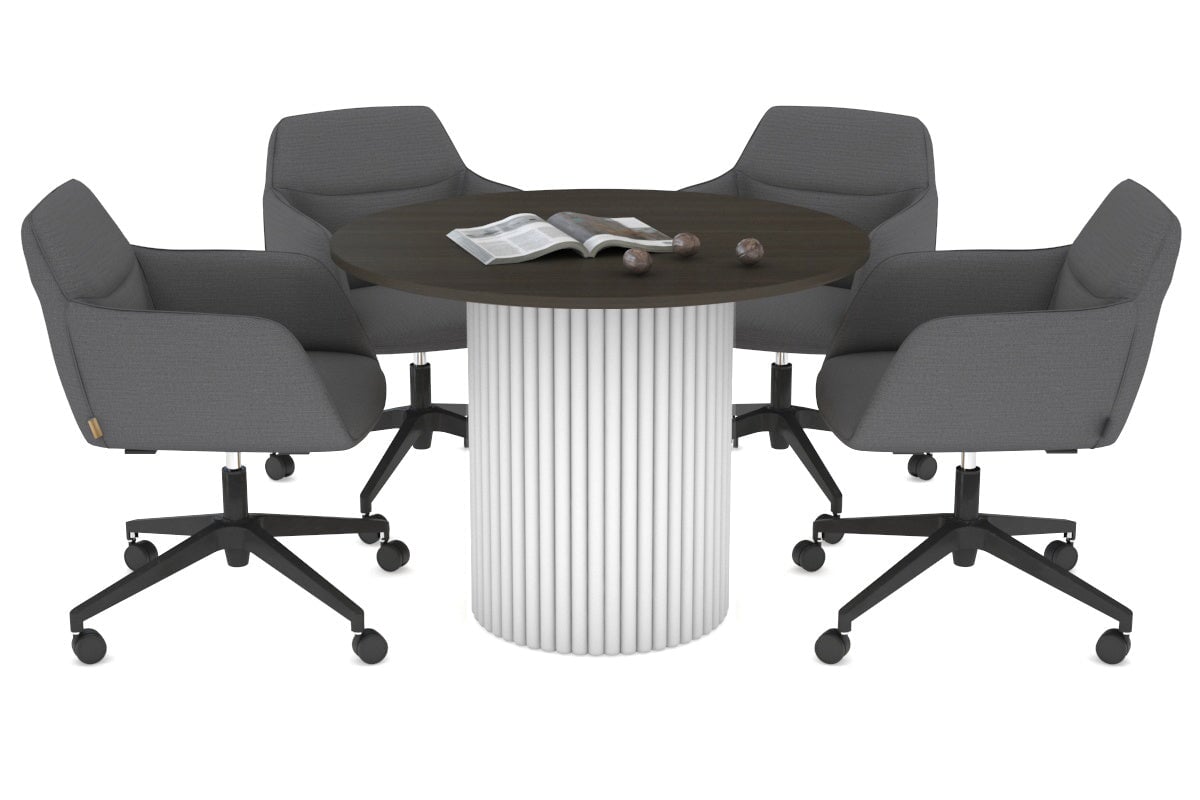 Baobab Circular Wood Base Boardroom Round Table [1000 mm] Jasonl white leg dark oak 