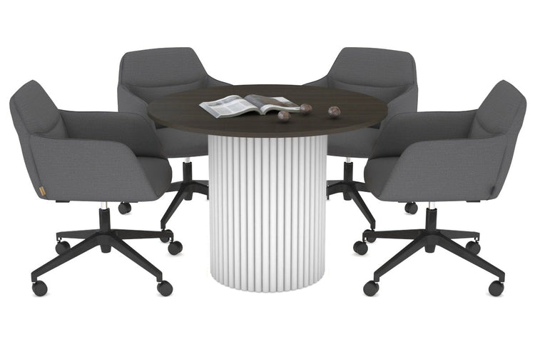 Baobab Circular Wood Base Boardroom Round Table [1000 mm] Jasonl white leg dark oak 