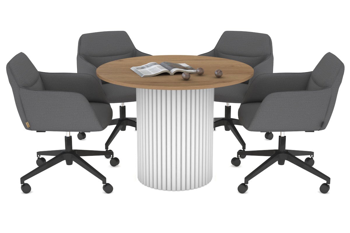 Baobab Circular Wood Base Boardroom Round Table [1000 mm] Jasonl white leg salvage oak 