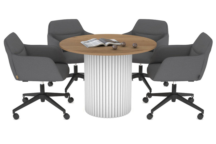 Baobab Circular Wood Base Boardroom Round Table [1000 mm] Jasonl white leg salvage oak 