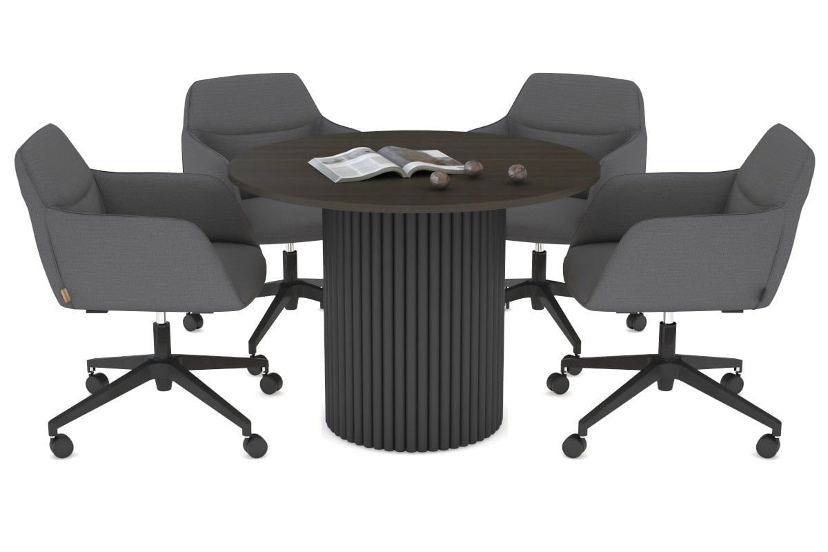 Baobab Circular Wood Base Boardroom Round Table [1000 mm] Jasonl black leg dark oak 