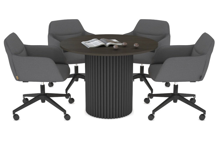 Baobab Circular Wood Base Boardroom Round Table [1000 mm] Jasonl black leg dark oak 