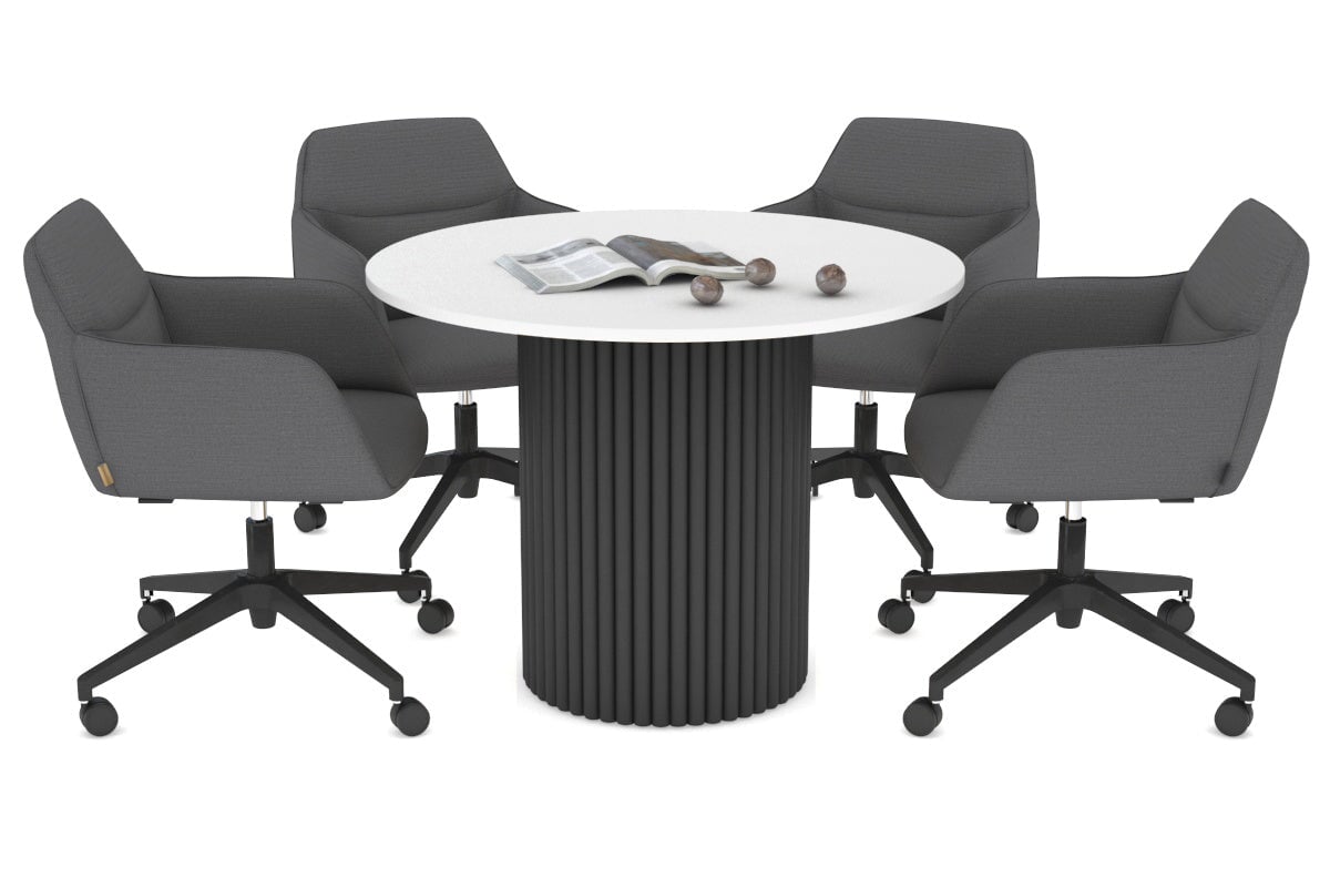 Baobab Circular Wood Base Boardroom Round Table [1000 mm] Jasonl black leg white 