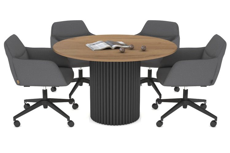 Baobab Circular Wood Base Boardroom Round Table [1200 mm] Jasonl black leg salvage oak 