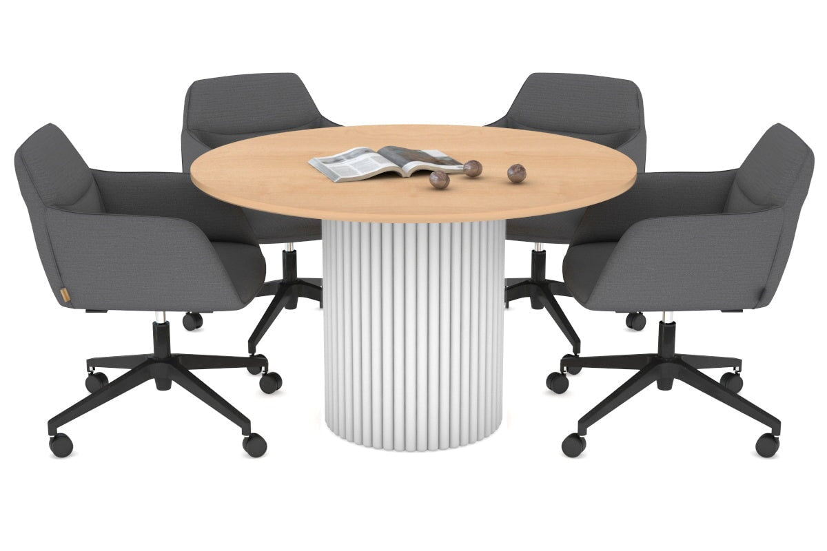 Baobab Circular Wood Base Boardroom Round Table [1200 mm] Jasonl white leg maple 