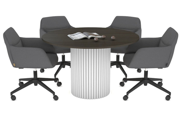 Baobab Circular Wood Base Boardroom Round Table [1200 mm] Jasonl white leg dark oak 