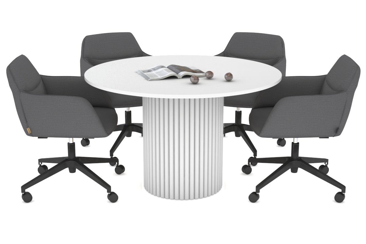 Baobab Circular Wood Base Boardroom Round Table [1200 mm] Jasonl white leg white 