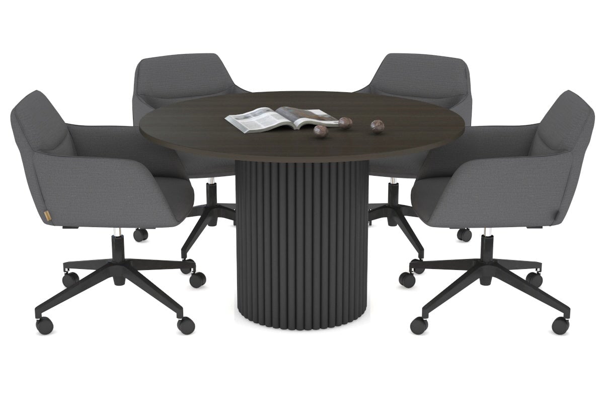 Baobab Circular Wood Base Boardroom Round Table [1200 mm] Jasonl black leg dark oak 