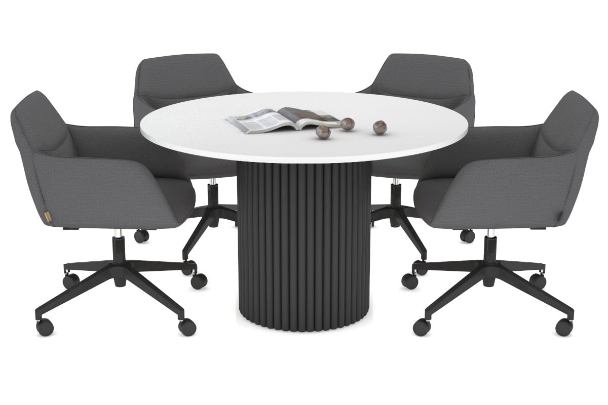Baobab Circular Wood Base Boardroom Round Table [1200 mm] Jasonl black leg white 