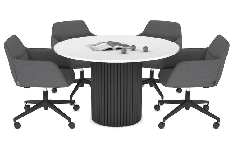 Baobab Circular Wood Base Boardroom Round Table [1200 mm] Jasonl black leg white 