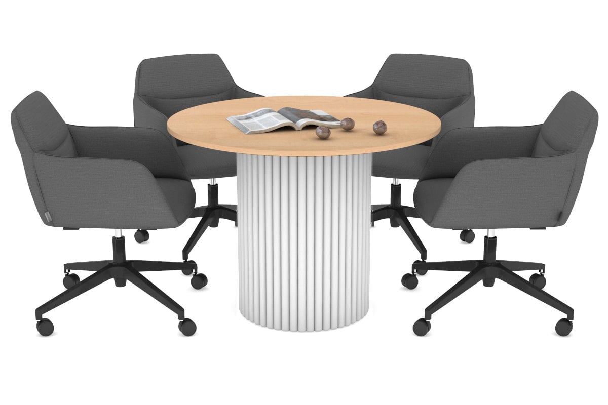 Baobab Circular Wood Base Boardroom Round Table [700 mm] Jasonl white leg maple 