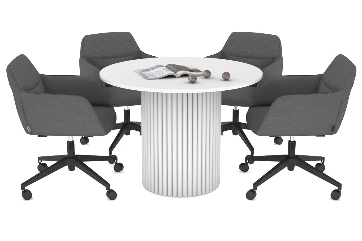 Baobab Circular Wood Base Boardroom Round Table [700 mm] Jasonl white leg white 