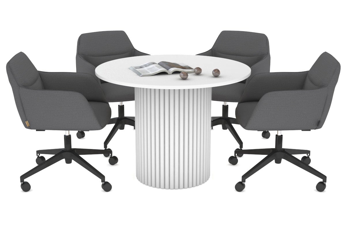 Baobab Circular Wood Base Boardroom Round Table [800 mm] Jasonl white leg white 