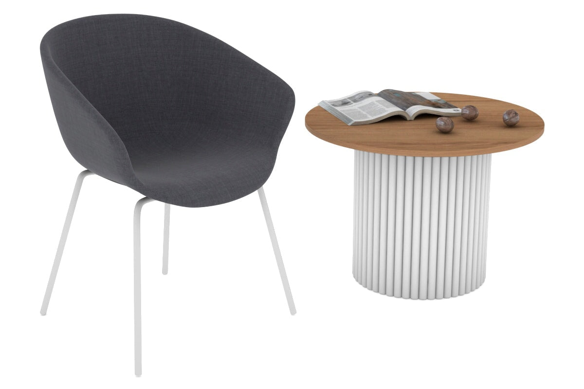 Baobab Circular Wood Base Coffee Round Table [800 mm] Jasonl white leg salvage oak 