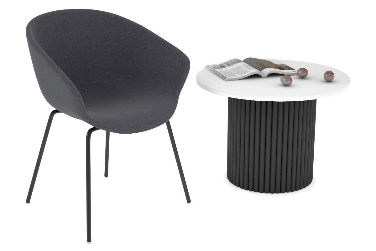 Baobab Circular Wood Base Coffee Round Table [800 mm] Jasonl black leg white 