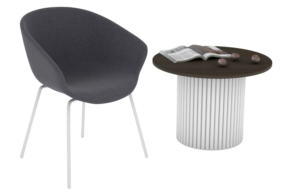 Baobab Circular Wood Base Coffee Round Table [800 mm] Jasonl white leg dark oak 