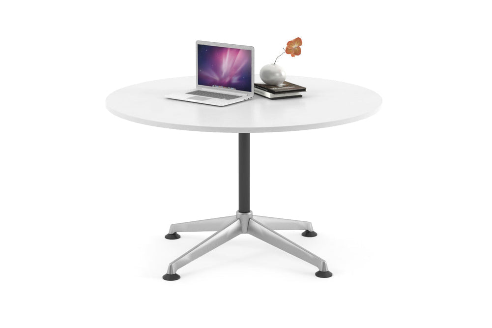 Blackjack Round Meeting Table [1000 mm]-chrome frame white 