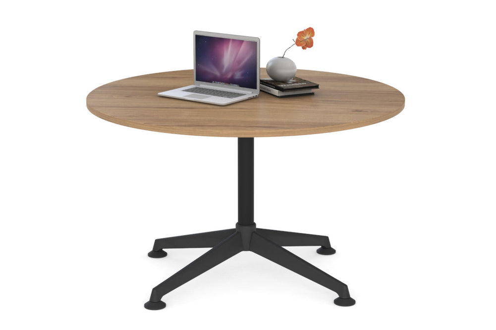 Blackjack Round Meeting Table [1000 mm]-black frame salvage oak 