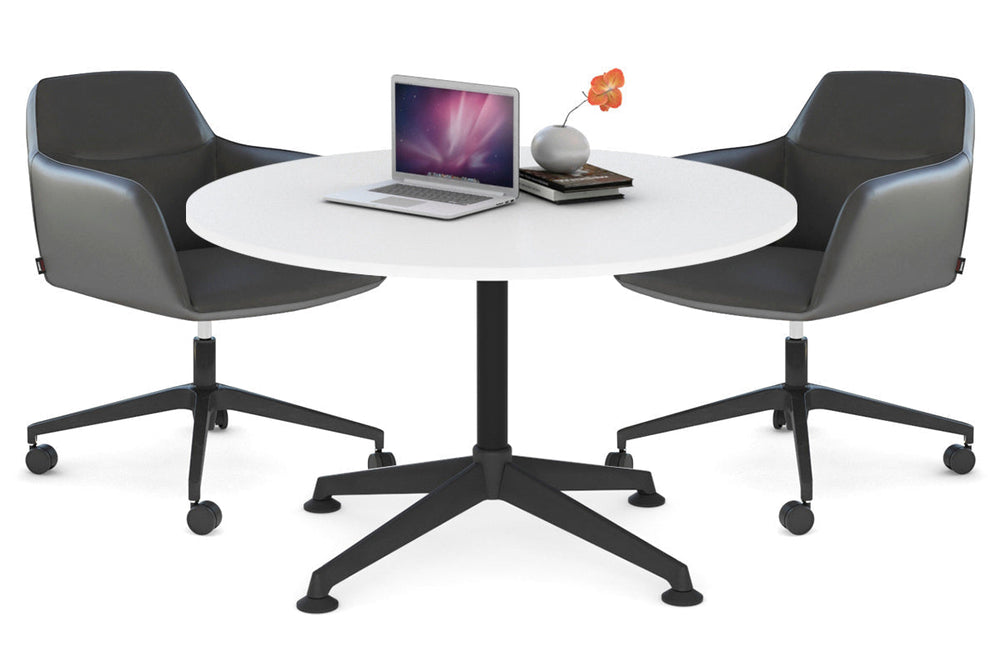 Blackjack Round Meeting Table [1000 mm]-chrome frame dark oak 