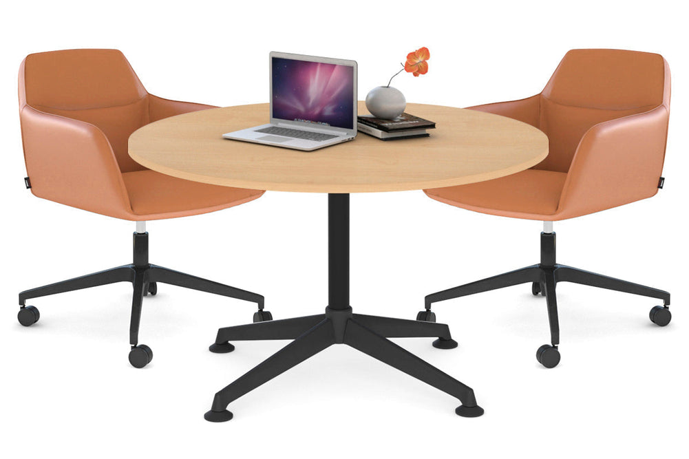 Blackjack Round Meeting Table [1000 mm]-chrome frame dark oak 