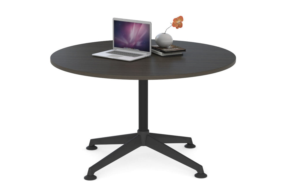 Blackjack Round Meeting Table [1000 mm]-black frame dark oak 