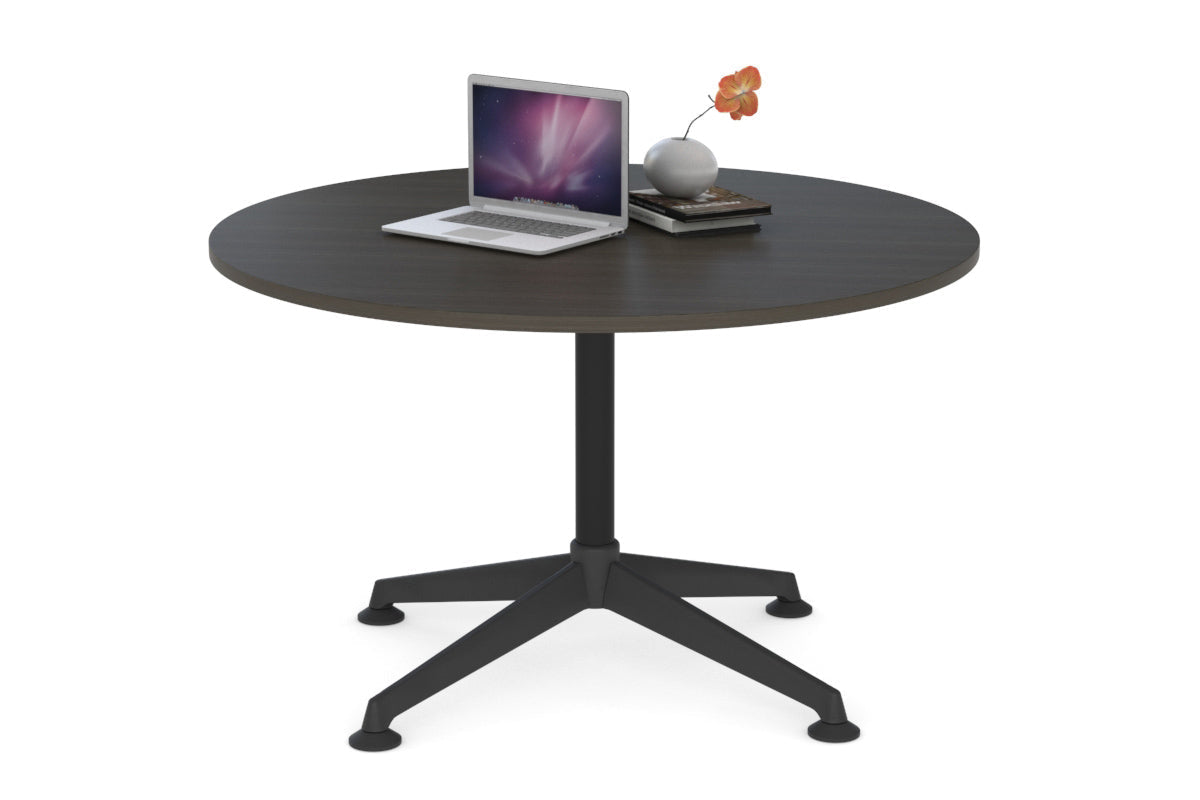 Blackjack Round Meeting Table [1000 mm]-black frame dark oak 