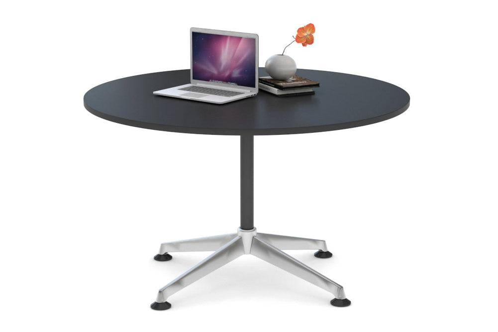 Blackjack Round Meeting Table [1000 mm]-chrome frame black 