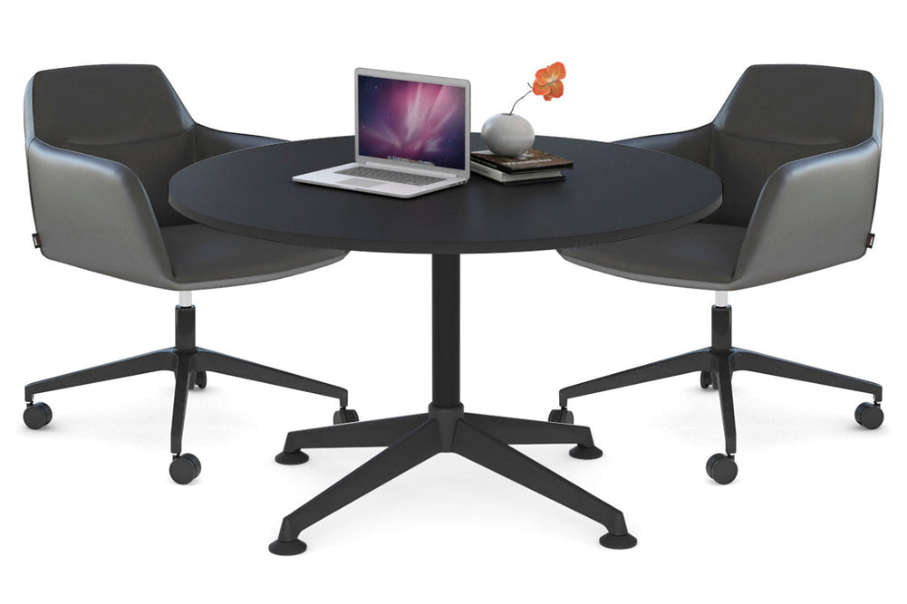 Blackjack Round Meeting Table [1000 mm]-chrome frame dark oak 