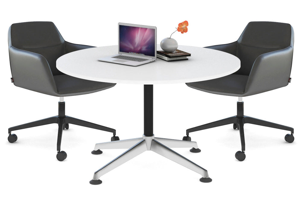 Blackjack Round Meeting Table [1000 mm]-chrome frame dark oak 