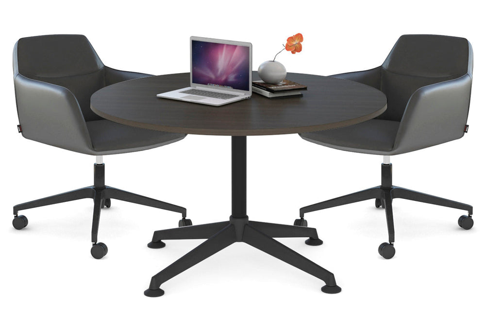 Blackjack Round Meeting Table [1000 mm]-chrome frame dark oak 