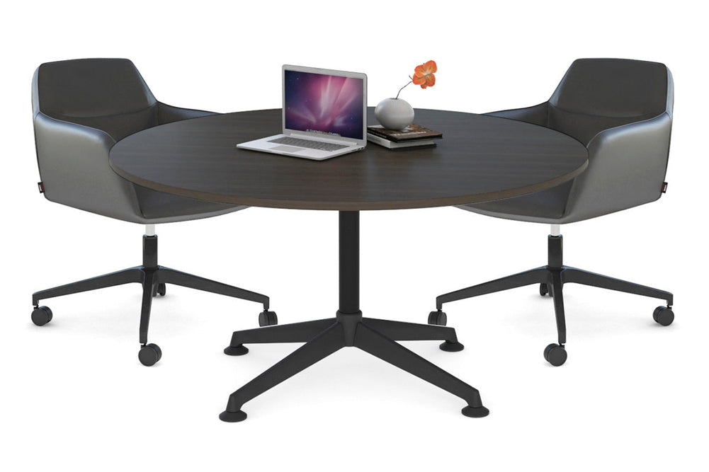 Blackjack Round Meeting Table [1200 mm]-chrome frame dark oak 