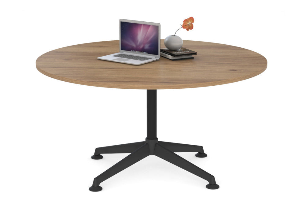 Blackjack Round Meeting Table [1200 mm]-black frame salvage oak 