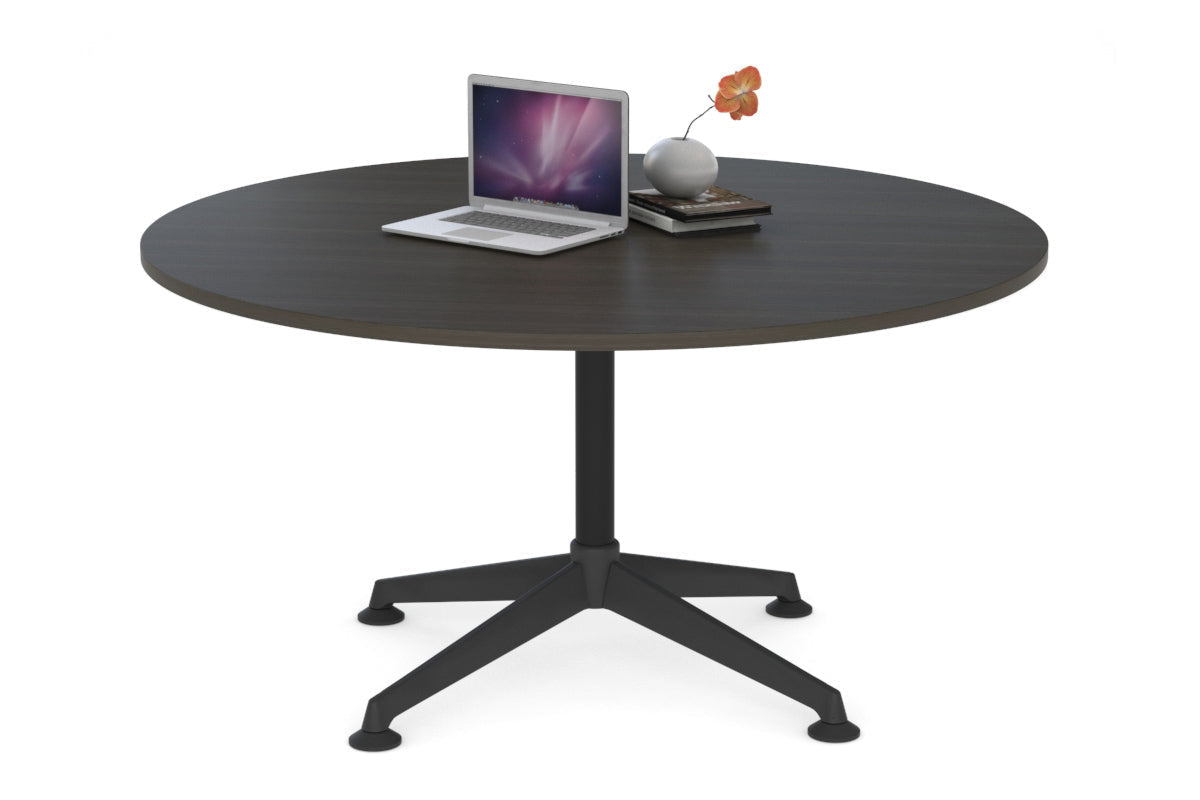 Blackjack Round Meeting Table [1200 mm]-black frame dark oak 