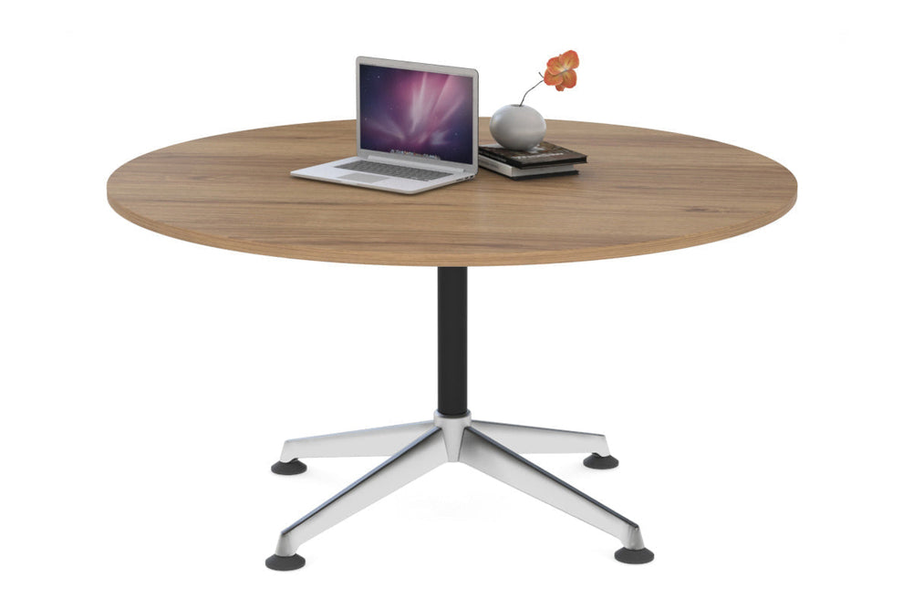 Blackjack Round Meeting Table [1200 mm]-chrome frame salvage oak 