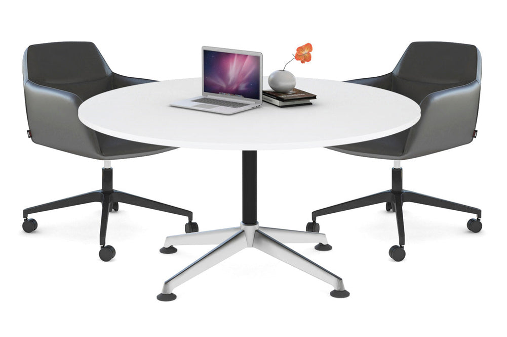 Blackjack Round Meeting Table [1200 mm]-chrome frame dark oak 