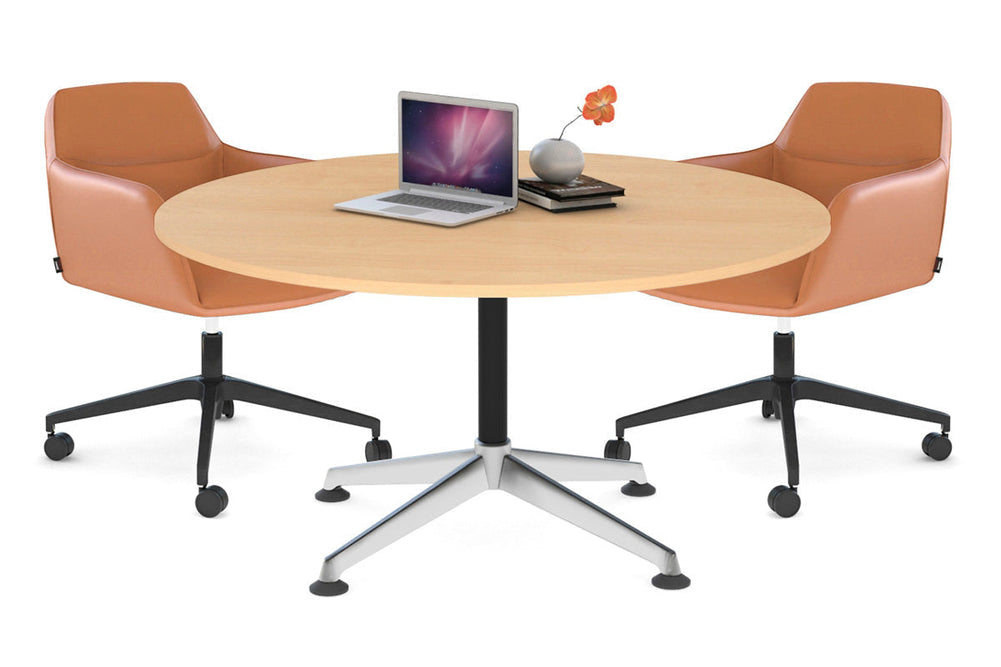 Blackjack Round Meeting Table [1200 mm]-chrome frame dark oak 