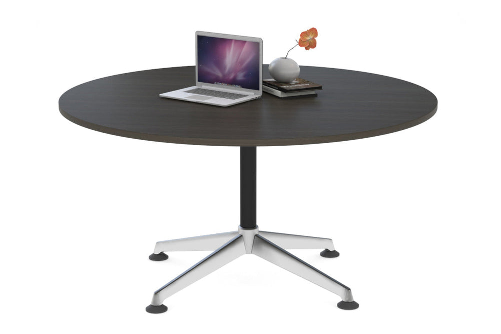 Blackjack Round Meeting Table [1200 mm]-chrome frame dark oak 