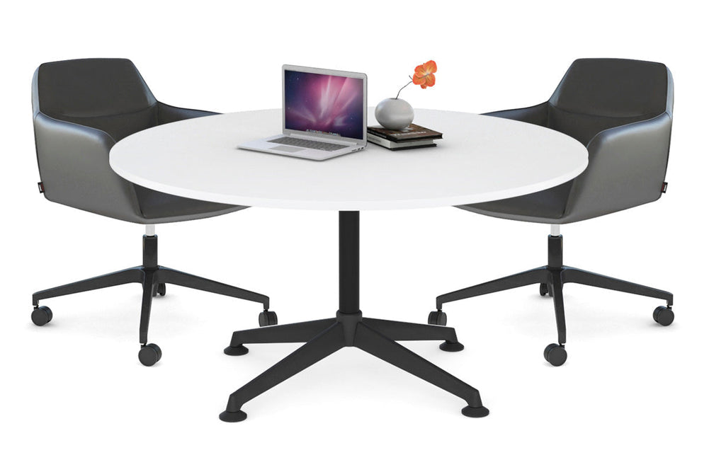 Blackjack Round Meeting Table [1200 mm]-chrome frame dark oak 
