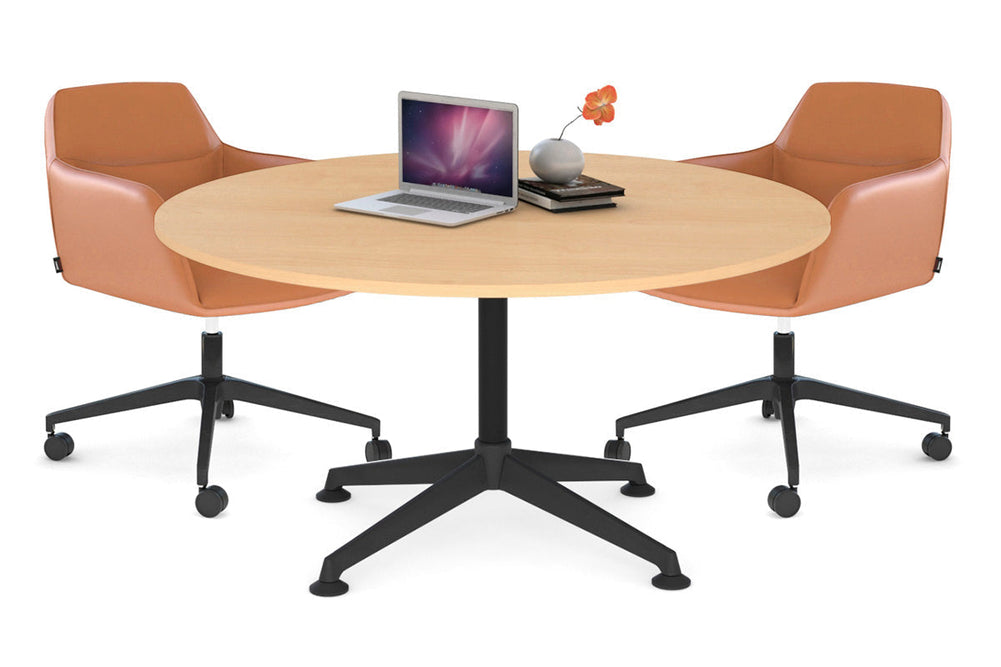 Blackjack Round Meeting Table [1200 mm]-chrome frame dark oak 