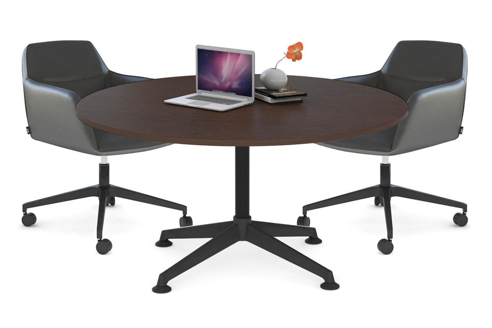 Blackjack Round Meeting Table [1200 mm]-chrome frame dark oak 