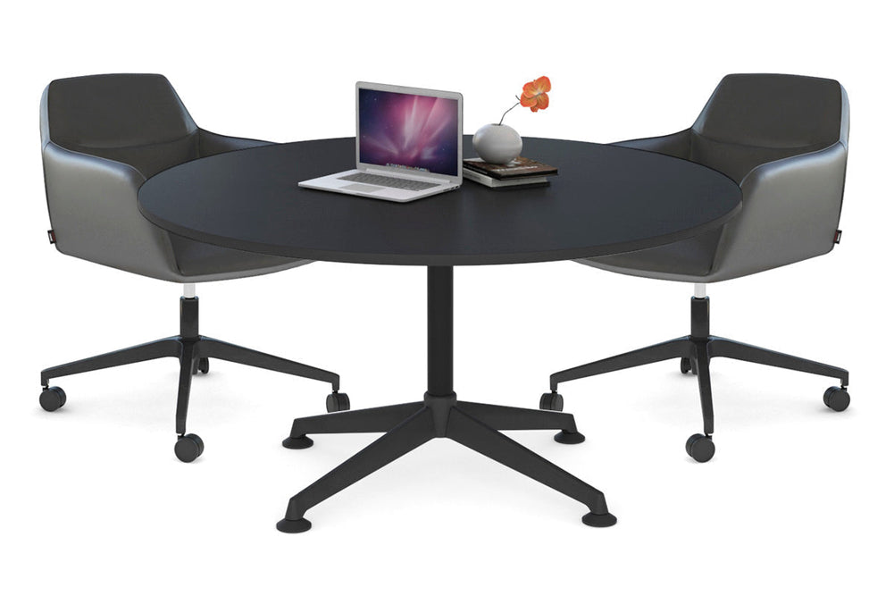 Blackjack Round Meeting Table [1200 mm]-chrome frame dark oak 