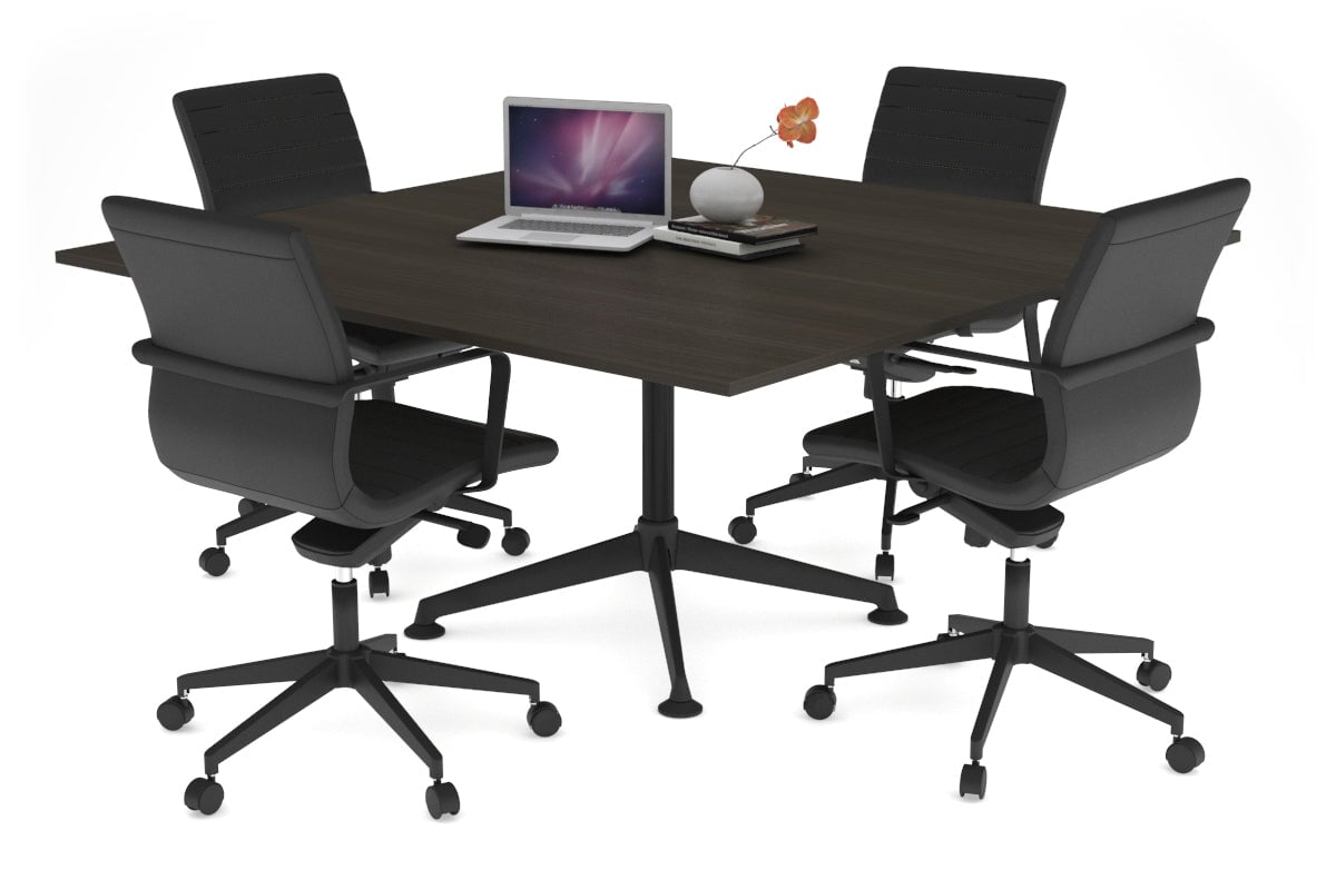 Boardroom Table Premium Indented Black Legs Blackjack [1200L x 1200W] Ooh La La dark oak 