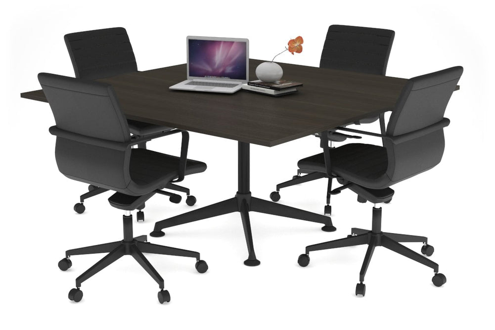 Boardroom Table Premium Indented Black Leg Blackjack [1200L x 1200W]-dark oak  