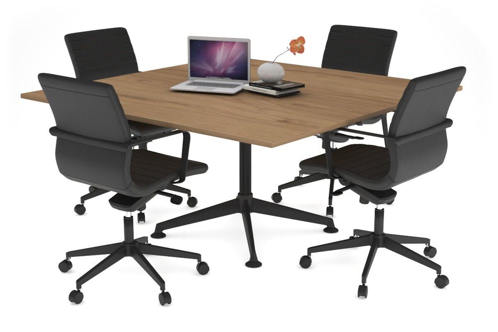 Boardroom Table Premium Indented Black Leg Blackjack [1200L x 1200W]-salvage oak  