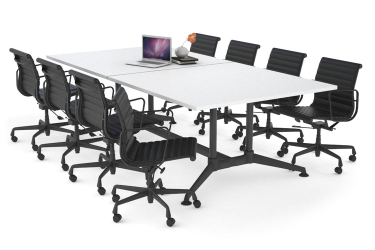 Boardroom Table Premium Indented Black Legs Blackjack [2400L x 1200W] Ooh La La white 