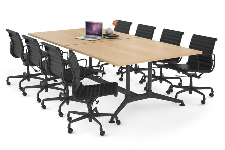 Boardroom Table Premium Indented Black Legs Blackjack [2400L x 1200W] Ooh La La maple 