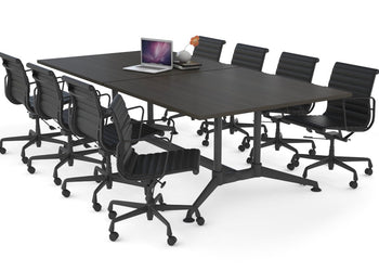 Boardroom Table Premium Indented Black Legs Blackjack [2400L x 1200W] Ooh La La dark oak 