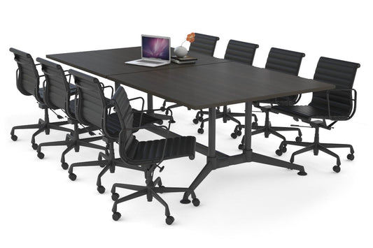 Boardroom Table Premium Indented Black Legs Blackjack [2400L x 1200W] Ooh La La dark oak 