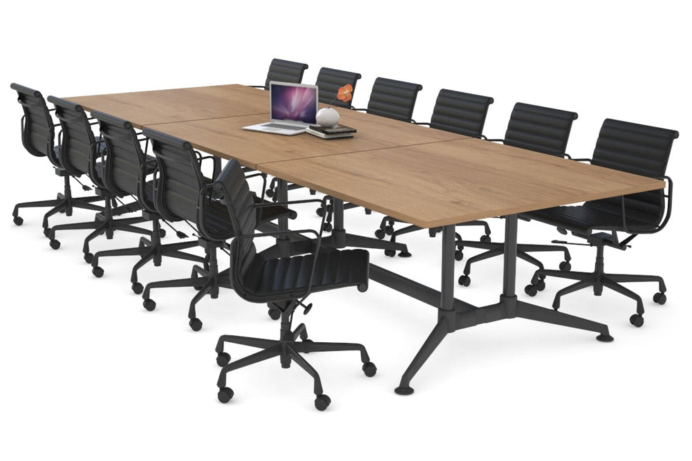 Boardroom Table Premium Indented Black Legs Blackjack [3600L x 1200W]-salvage oak  