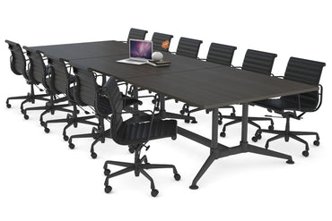 Boardroom Table Premium Indented Black Legs Blackjack [3600L x 1200W] Ooh La La dark oak 